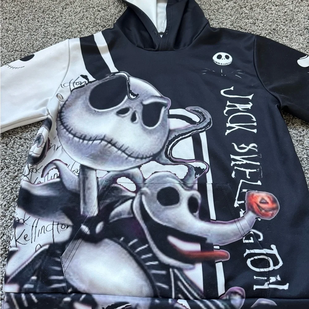 Jack Skellington Men's Hoodie‎ Black White Size Small Nightmare Before Christmas - Picture 2 of 9